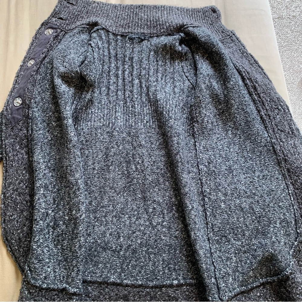 prAna Angelica Duster Cardigan Sweater Jacket Women S Gray Cable Knit Mid-Length - Picture 9 of 13